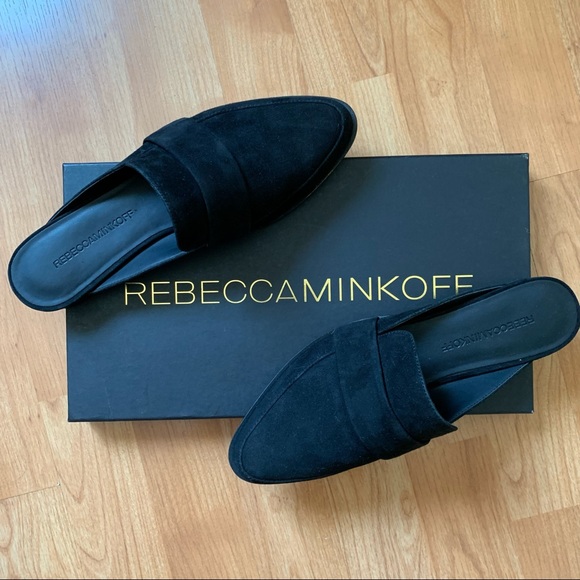 New Rebecca Minkoff Mika Black Suede Mule Flats - Picture 11 of 11